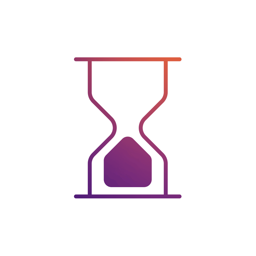 Grafik med timeglas i lilla